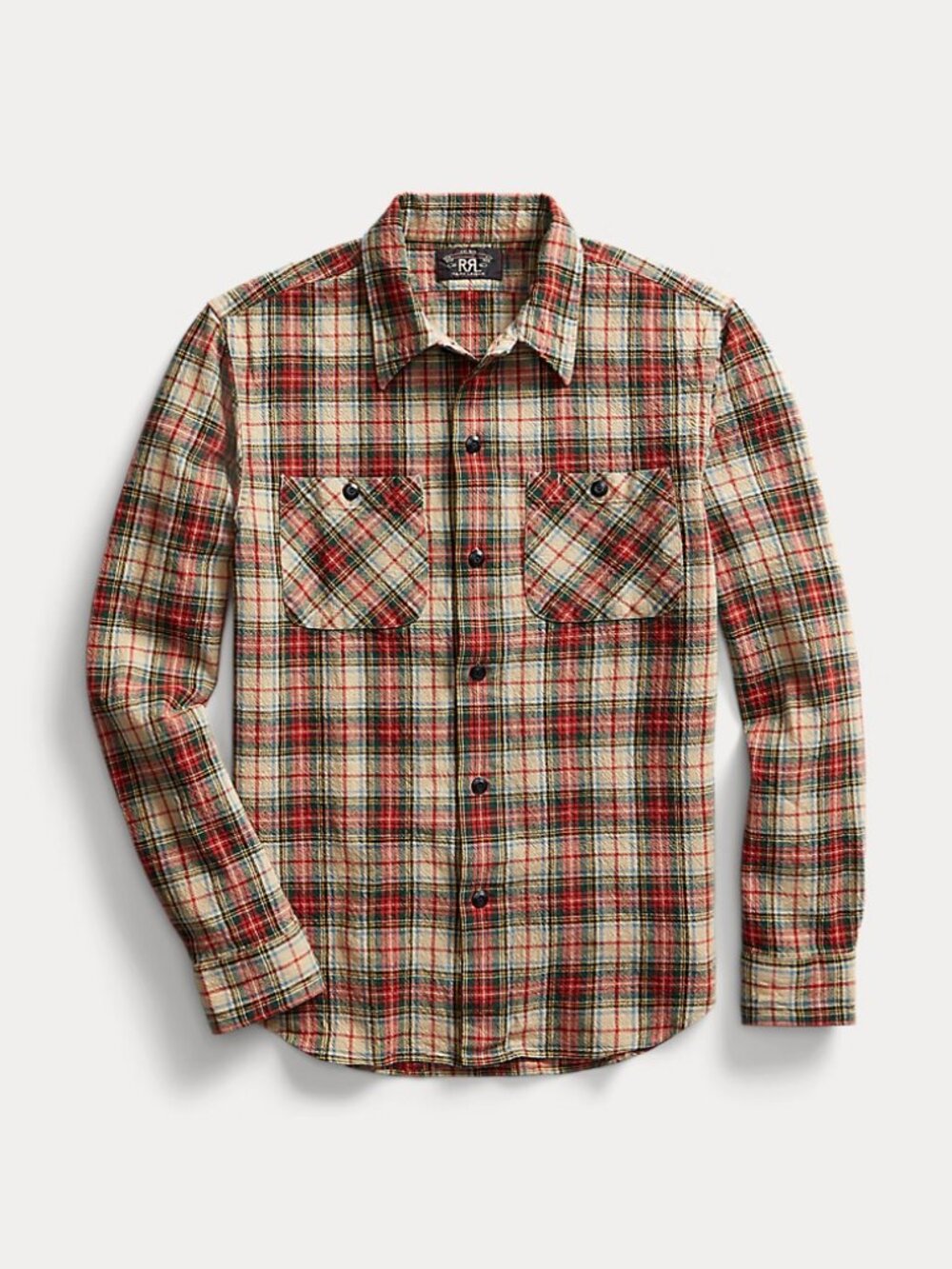 RRL Double RL Plaid Textured Workshirt, size XL